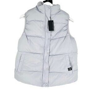 Little‎ Bipsy Sherpa Lined Puffer Vest Big Kids Unisex Size M Ice Gray Zip Snap